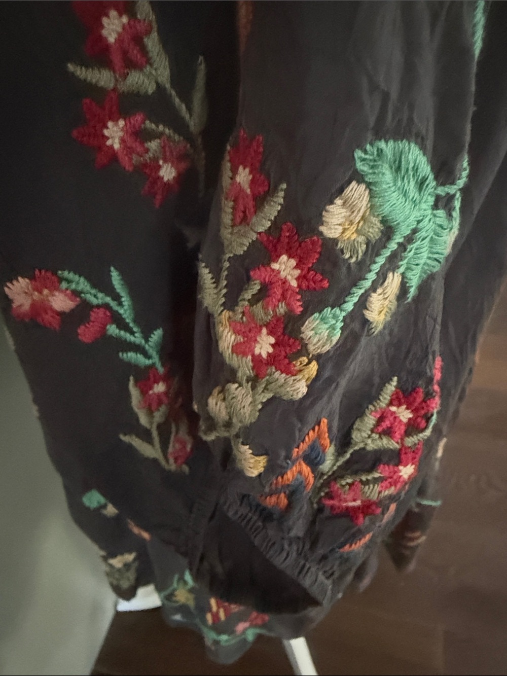 Johnny Was Black Embroidered Boho Tunic with Multicolor Embroidered Accents - Picture 3 of 16